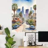 Los Angeles Aquarellkunst Poster (Heimbüro)