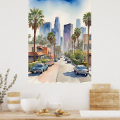 Los Angeles Aquarellkunst Poster (Küche)