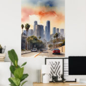 Los Angeles Aquarellkunst Poster (Heimbüro)