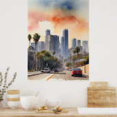 Los Angeles Aquarellkunst Poster (Küche)