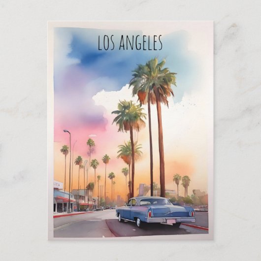 Los Angeles Aquarellkunst Postkarte (Vorderseite)
