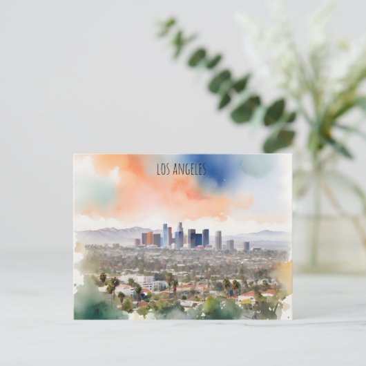 Los Angeles Aquarellkunst Postkarte (Stehend Vorderseite)