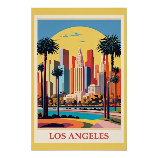 Los Angeles, Art Deco Illustration, Poster (Vorderseite)