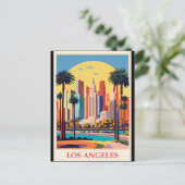 Los Angeles, Art Deco Illustration, Postkarte (Stehend Vorderseite)