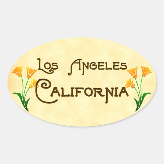 Los Angeles Art Deco Oval Logo Ovaler Aufkleber (Vorderseite)