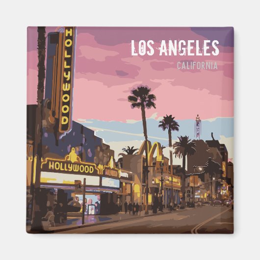 Los Angeles At Night Purple Magnet (Vorne)