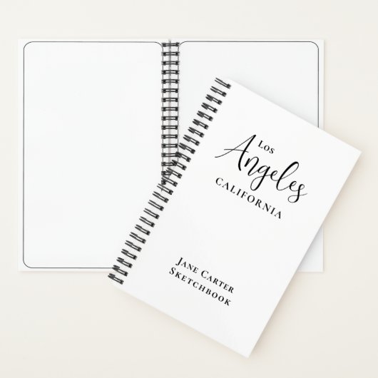Los Angeles Black Script White Sketchbook Notizblock (Innen)