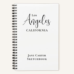 Los Angeles Black Script White Sketchbook Notizblock