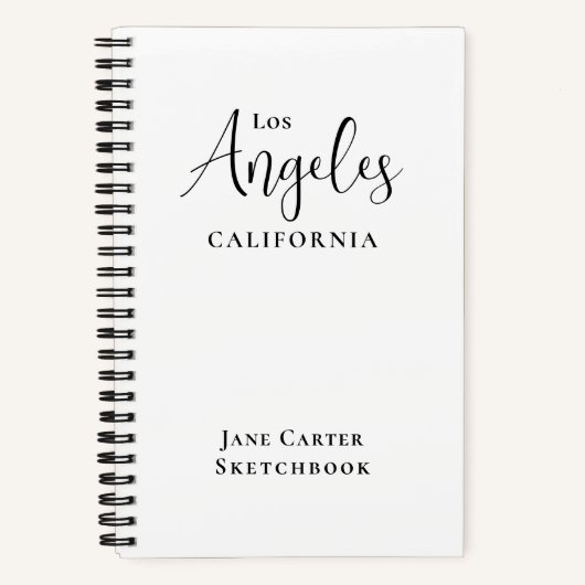 Los Angeles Black Script White Sketchbook Notizblock (Vorderseite)