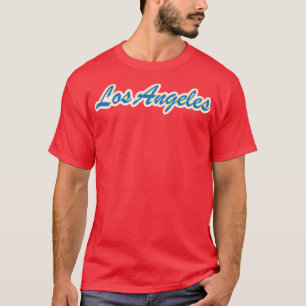 Los Angeles C Powder Blue und Gold auf Weiß T-Shirt