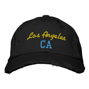 Los Angeles CA Gelber und Vintager blauer Schwarze Bestickte Baseballkappe