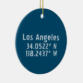 Los Angeles CA Latitude Longitude Blue Keramik Ornament (Rechts)