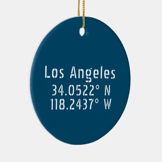 Los Angeles CA Latitude Longitude Blue Keramik Ornament (Rechts)
