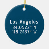 Los Angeles CA Latitude Longitude Blue Keramik Ornament (Vorne)