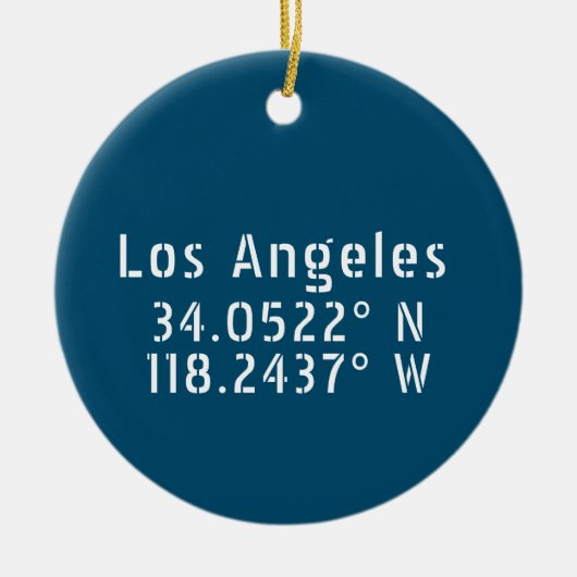 Los Angeles CA Latitude Longitude Blue Keramik Ornament (Vorne)