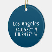 Los Angeles CA Latitude Longitude Blue Keramik Ornament (Links)