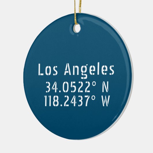 Los Angeles CA Latitude Longitude Blue Keramik Ornament (Links)