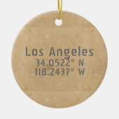 Los Angeles CA Latitude Longitude Keramik Ornament (Vorne)