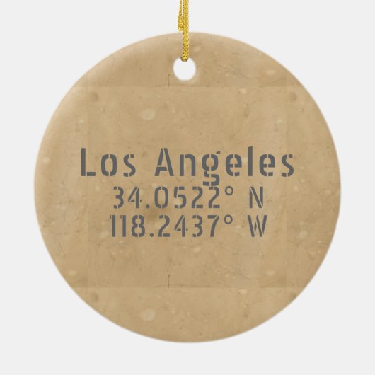 Los Angeles CA Latitude Longitude Keramik Ornament (Hinten)