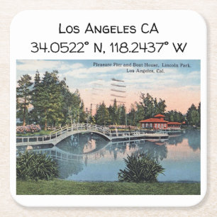 Los Angeles CA Map Koordiniert Vintagen Stil Rechteckiger Pappuntersetzer