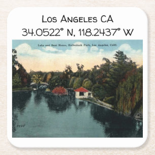Los Angeles CA Map Koordiniert Vintagen Stil Rechteckiger Pappuntersetzer