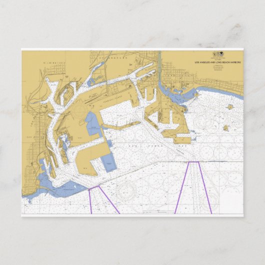 Los Angeles, CA Nautical Harbour Chart Postkarte (Vorderseite)