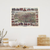 Los Angeles, CA Panorama Karte - 1891 Poster (Küche)