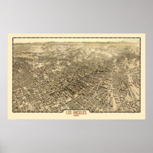 Los Angeles, CA Panorama Karte - 1909 Poster