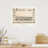 Los Angeles, CA. Panoramakarte 1857 (0903A) Poster (Küche)