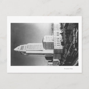Los Angeles, CA Rathaus und Stadtblick Postkarte