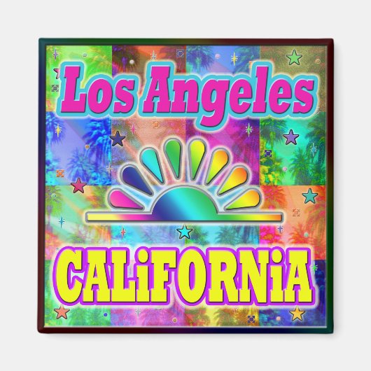 Los Angeles CA Sun & Palms Magnet (Vorne)