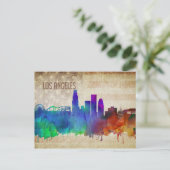 Los Angeles, CA | Wasserfarbe Stadt Skyline Postkarte (Stehend Vorderseite)