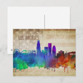 Los Angeles, CA | Wasserfarbe Stadt Skyline Postkarte (Vorne/Hinten)