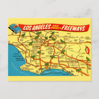 Los Angeles Calfornia Road Map Postkarte