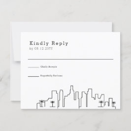 Los Angeles, Cali Wedding | Stilisierte Skyline-UA RSVP Karte