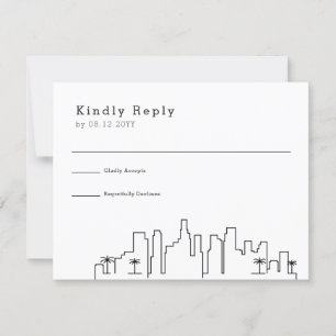 Los Angeles, Cali Wedding   Stilisierte Skyline-UA RSVP Karte