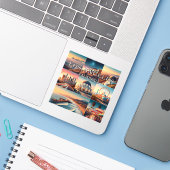 Los Angeles California 3 Inch Vinyl Sticker (Laptop mit iPhone)