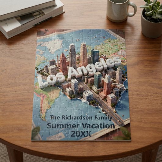 Los Angeles California 3D Skyline Map Vacation Puzzle