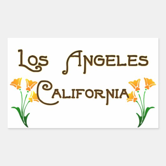 Los Angeles California Art Deco Poppies Logo Rechteckiger Aufkleber (Vorderseite)