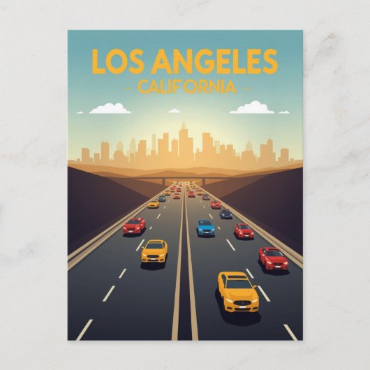 Los Angeles California Autobahn Verkehr Postkarte (Vorderseite)