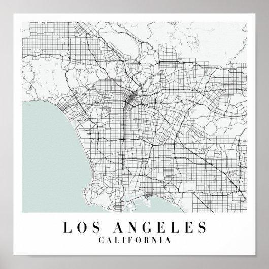 Los Angeles California Blue Water Street Map Poster (Vorne)