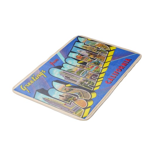 Los Angeles California CA Großbuchstabe Postkarte Badematte (Schrägansicht)