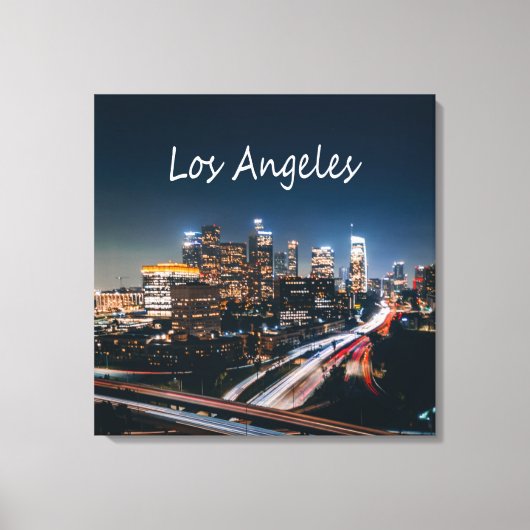 Los Angeles California City Skyline in der Nacht Leinwanddruck (Vorderseite)