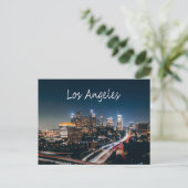Los Angeles California City Skyline in der Nacht Postkarte (Stehend Vorderseite)
