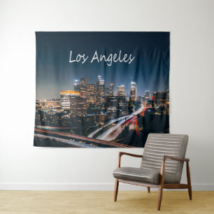 Los Angeles California City Skyline in der Nacht Wandteppich