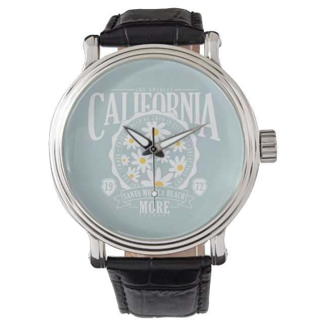 Los Angeles California Floral Graphic Armbanduhr (Vorderseite)