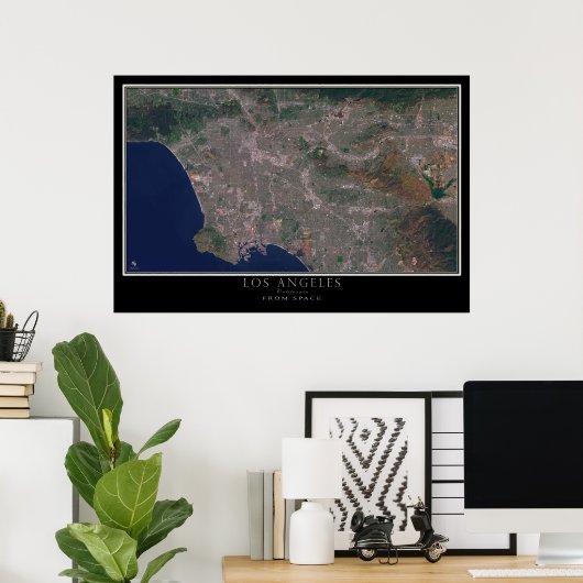 Los Angeles California From Space Satellite Map Poster (Heimbüro)
