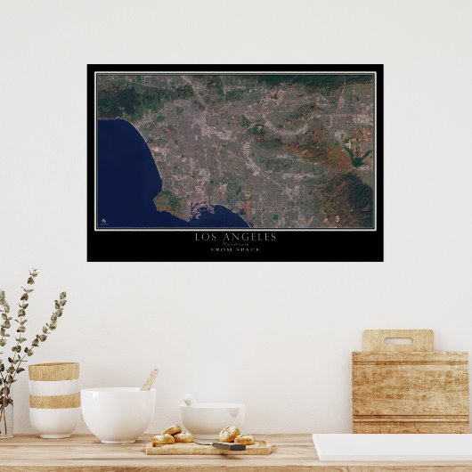 Los Angeles California From Space Satellite Map Poster (Küche)
