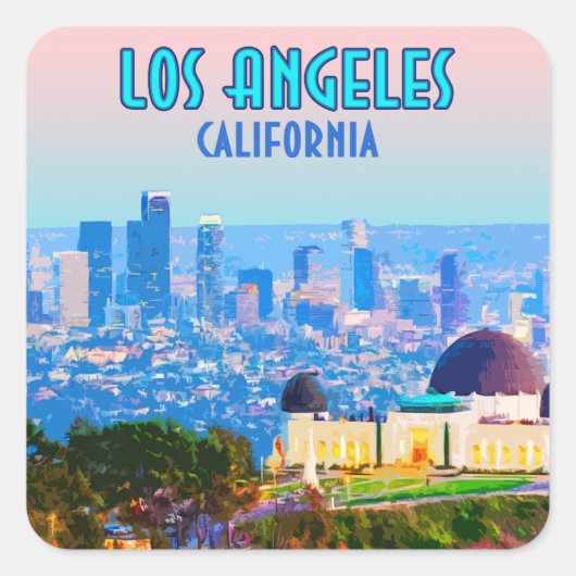 Los Angeles California Griffith Observatory Quadratischer Aufkleber (Vorderseite)