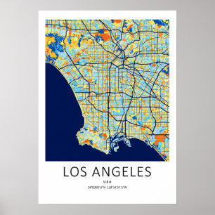 Los Angeles California Karte Poster Moderne Kuns